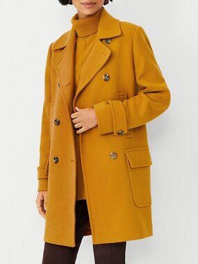 New Ann Taylor Wool Blend Peacoat Mustard Yellow XS $228